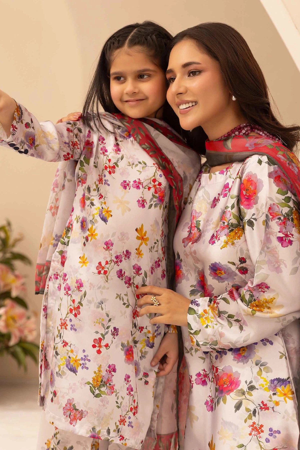 Silk 3 piece kids mother and daughter Eid collection - Image 2