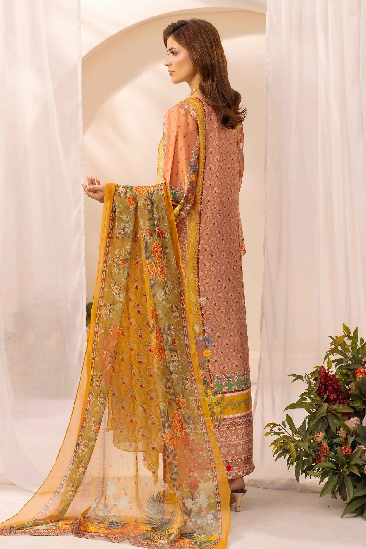 Silk collection printed 3 piece mother and daughter suit - Image 3