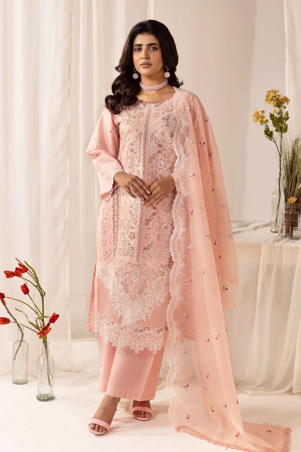 Kiara premium collection mother and daughter Eid suit - Peach, X - Large