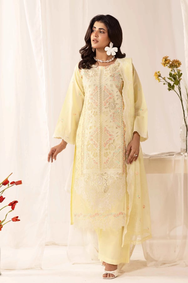 Kiara premium collection mother and daughter Eid suit - Yellow, X - Large
