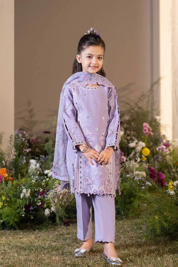 Hania Amir kids 3 piece mother and daughter suit - Purple, 22