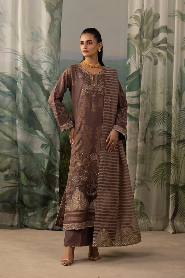 Shiffonz exclusive Eid Jacquard premium collection - Purple, X - Large