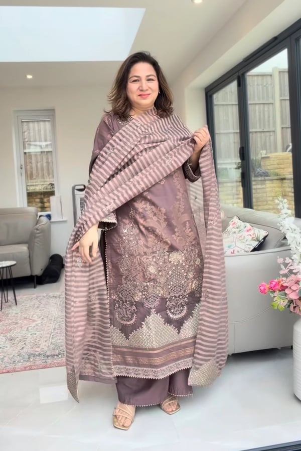 Shiffonz exclusive Eid Jacquard premium collection - Purple, X - Large