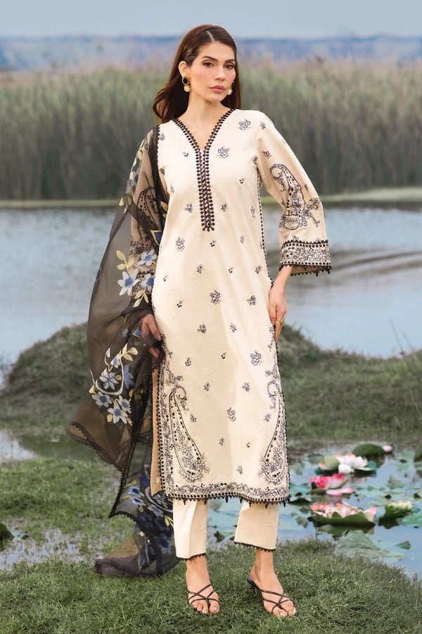 Lotus Premium mother and daughter Eid collection - Cream, X - Large