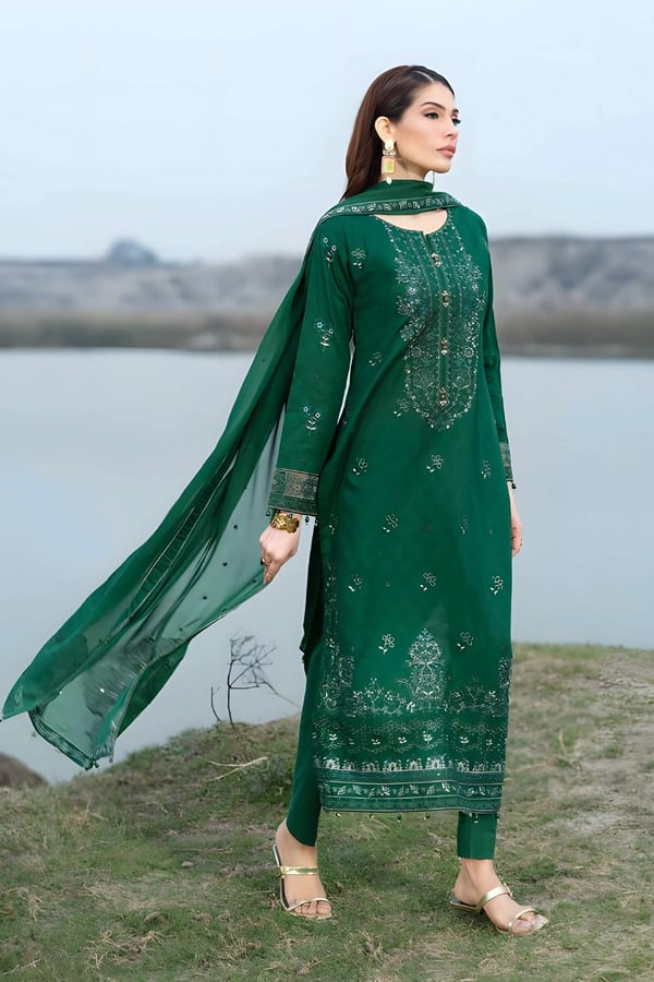 Lotus 3 piece mother and daughter Eid collection - Green, X - Large