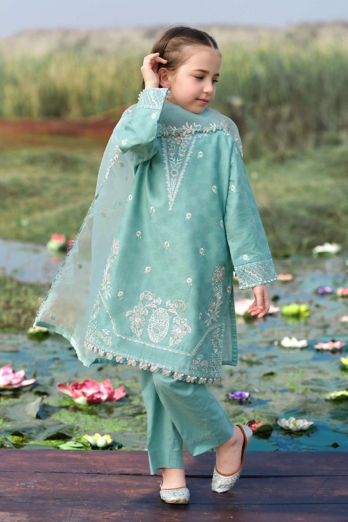 Lotus Kids 3 piece luxe embroidered Eid suit - Image 2
