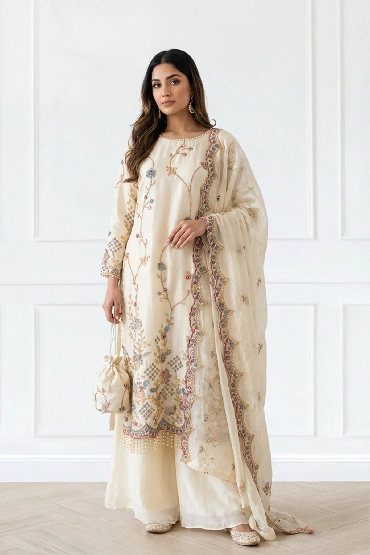 Maya premium collection embroidered plazo suit - Image 2