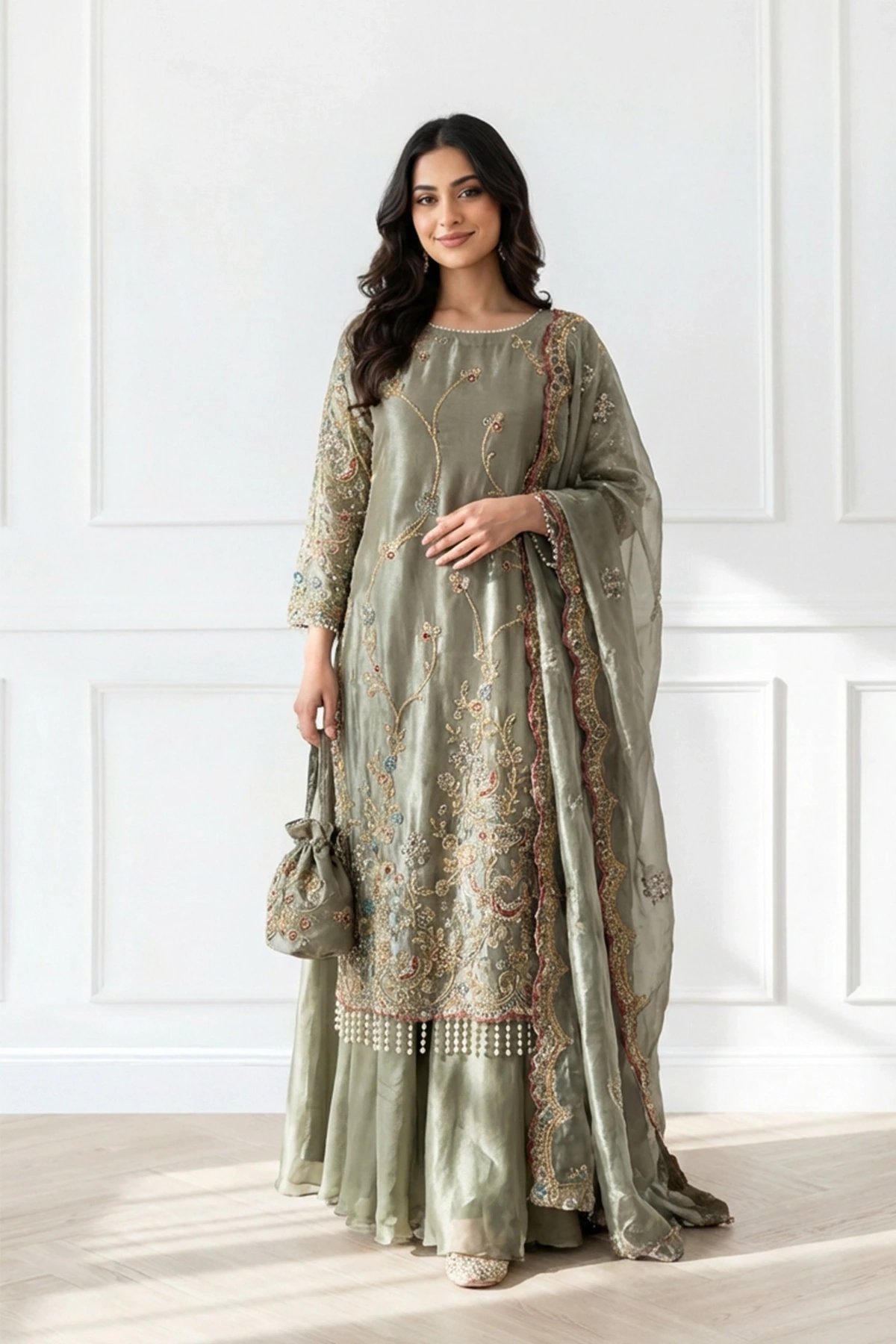 Maya premium collection embroidered plazo suit