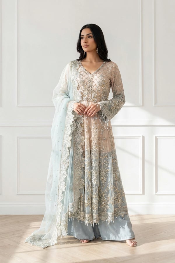 Lara premium collection 3 piece peplum suit - Cream, X - Large