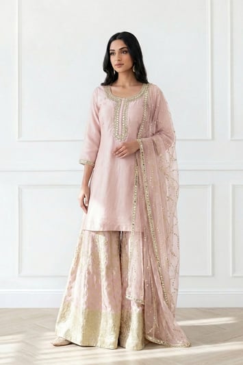 Rani Premium collection 3 piece plazo suit - Pink, 40