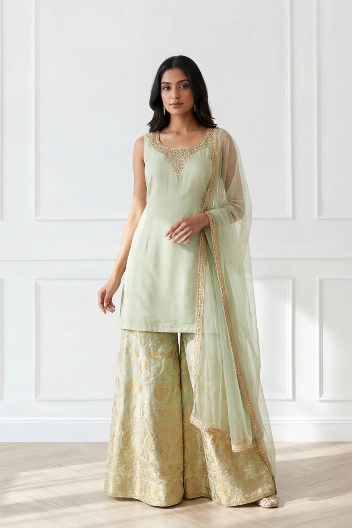 Rubia collection 3 piece embroidered sharara suit - Image 2