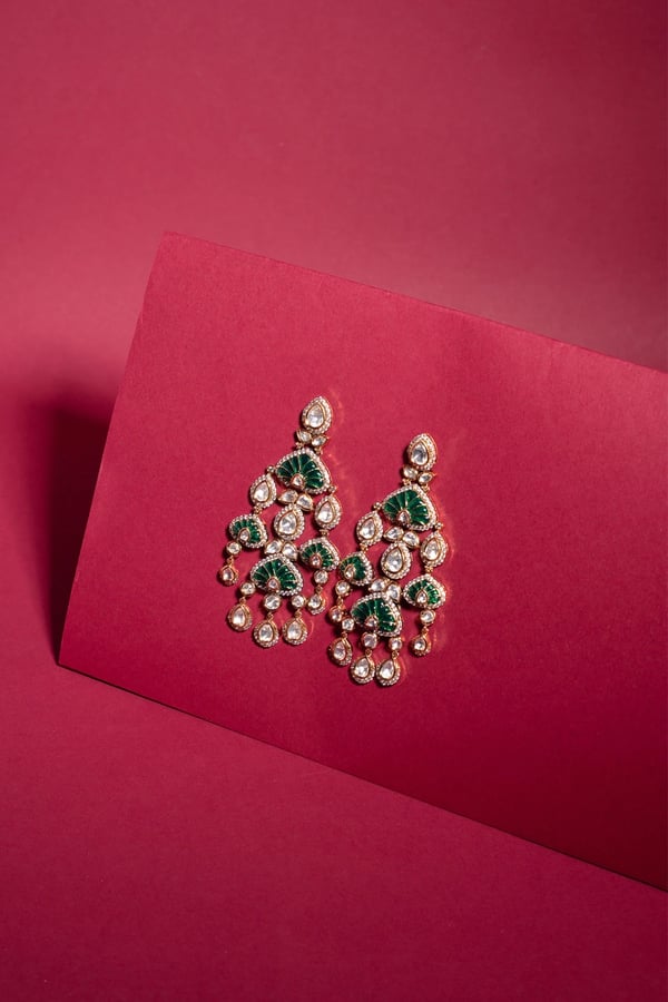 Polki radiance kundan chandelier earrings - DGREEN, FS