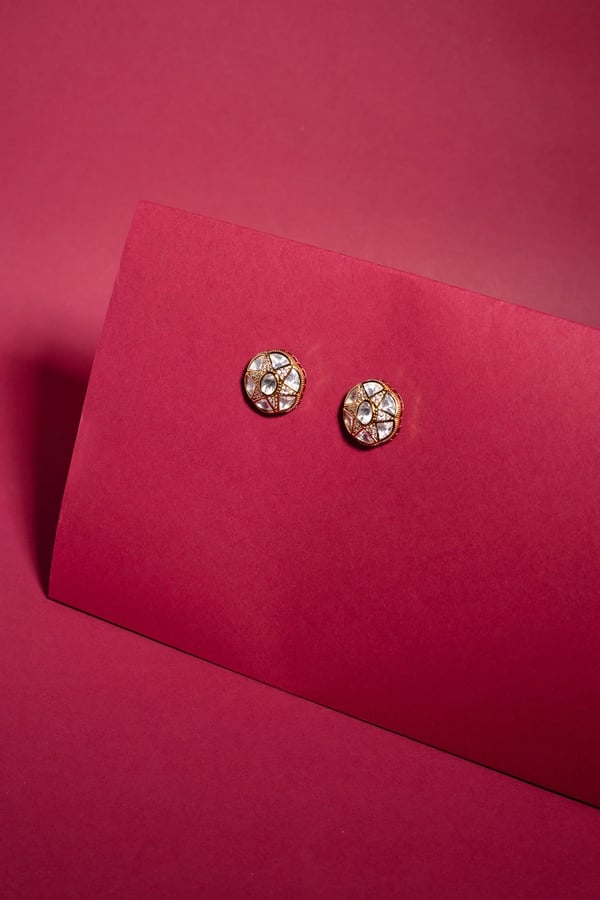 Kundan radiance statement studs - White, FS