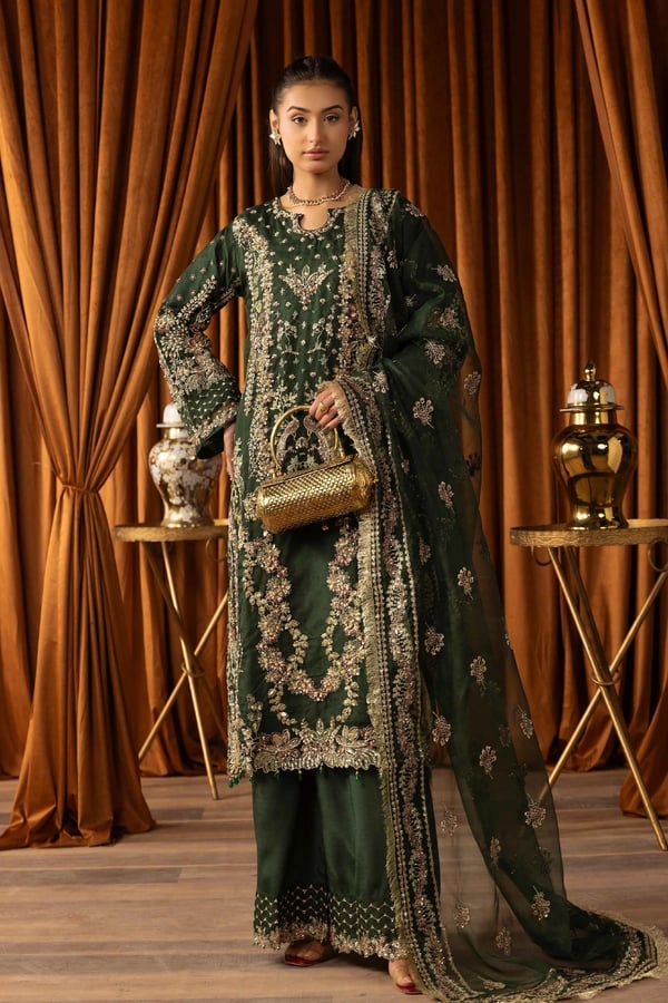 Sangeet premium collection 3 piece mehndi suit - Green, X - Large