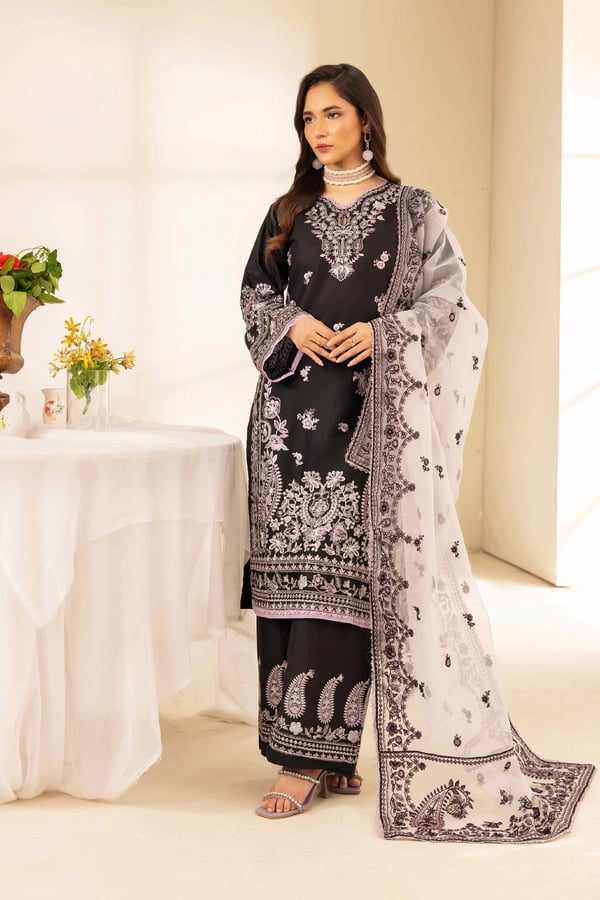 Jahaan Eid edit embroidered casual suit - Black, X - Large