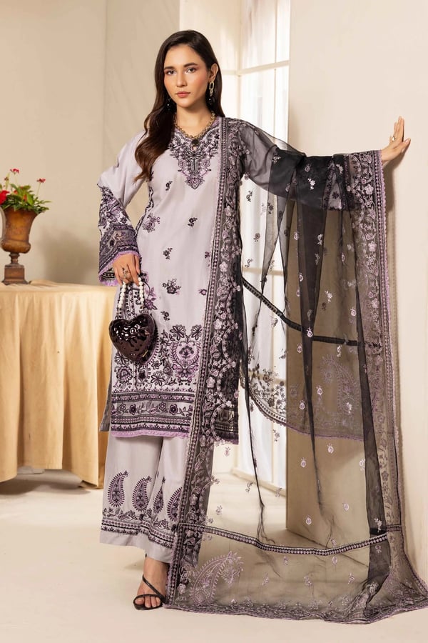 Jahaan Eid edit embroidered casual suit - Lilac, X - Large