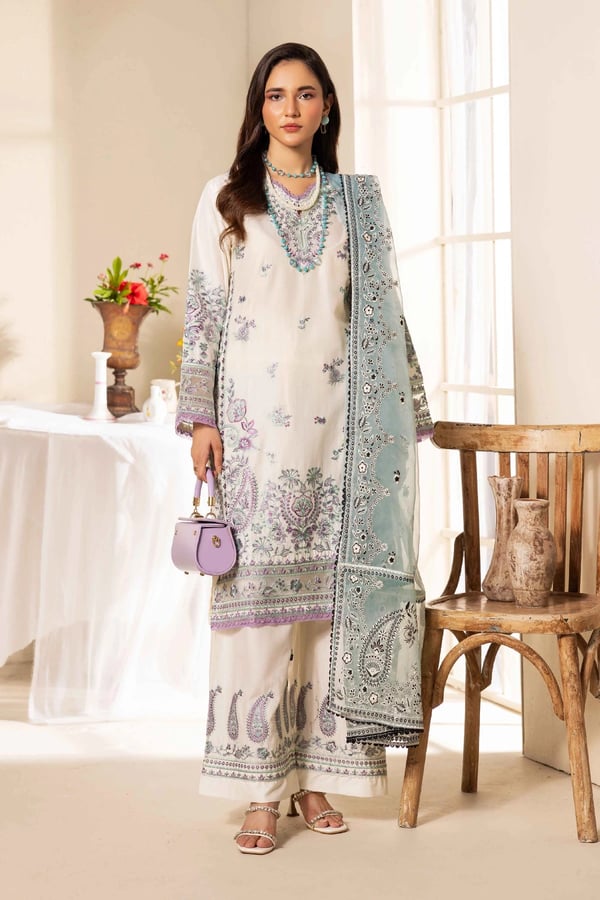 Jahaan Eid edit embroidered casual suit - White, X - Large