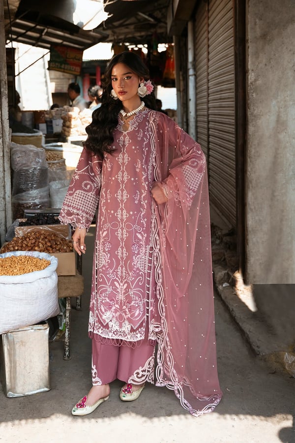 Bazaar kahani collection 3 piece embroidered Eid suit - DTPINK, X - Large