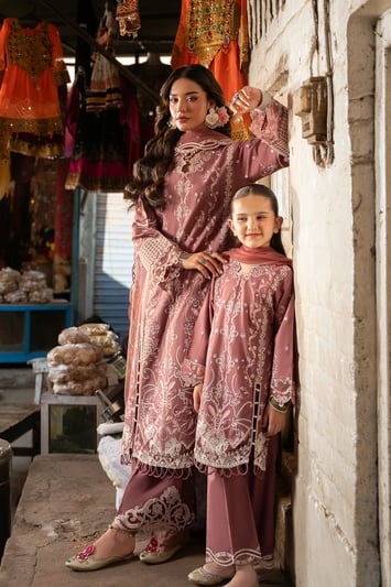 Bazaar kahani collection 3 piece embroidered Eid kids suit - DTPINK, 36