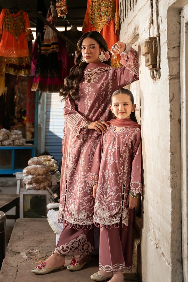 Bazaar kahani collection 3 piece embroidered Eid kids suit - DTPINK, 26