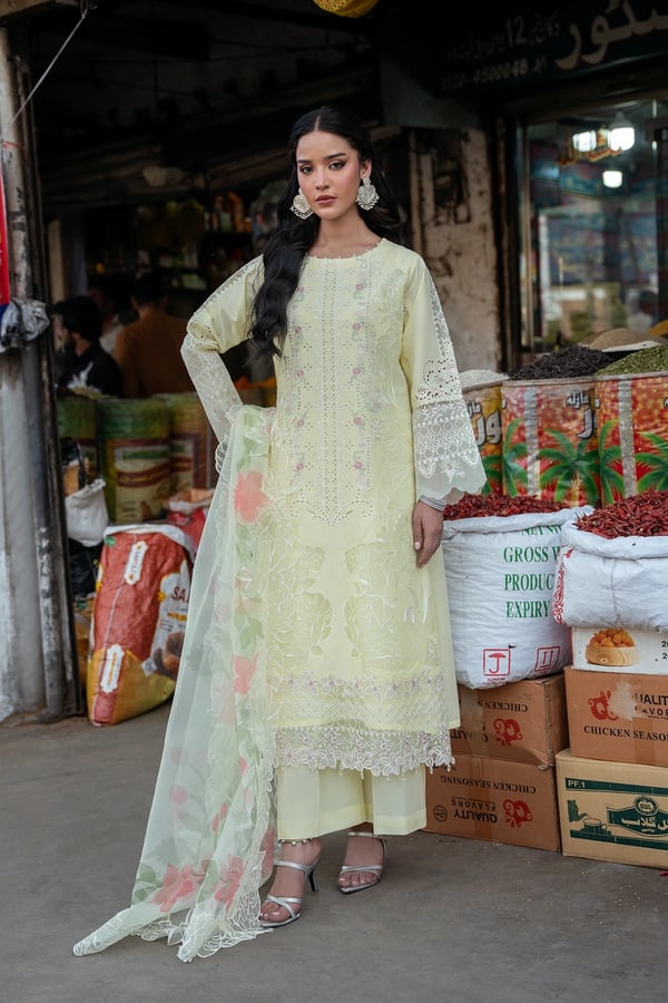 Bazaar kahani collection mother and daughter luxe suit - Yellow, X - Large