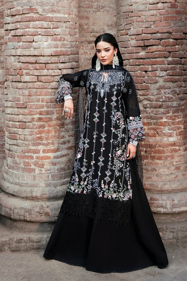 Bazaar kahani Eid collection 3 piece embroidered suit - Black, X - Large