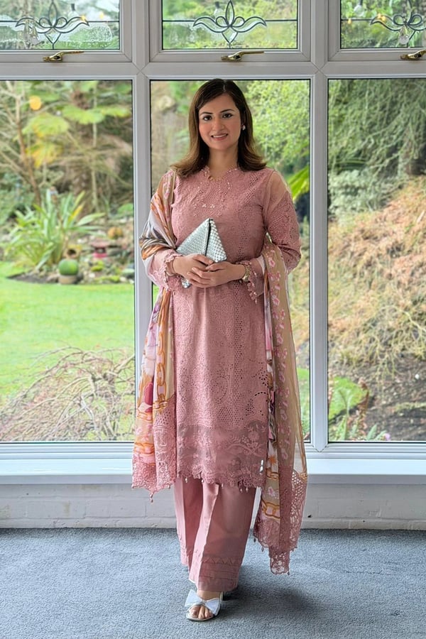 Ivana luxury Eid embroidered 3 piece collection - Pink, X - Large