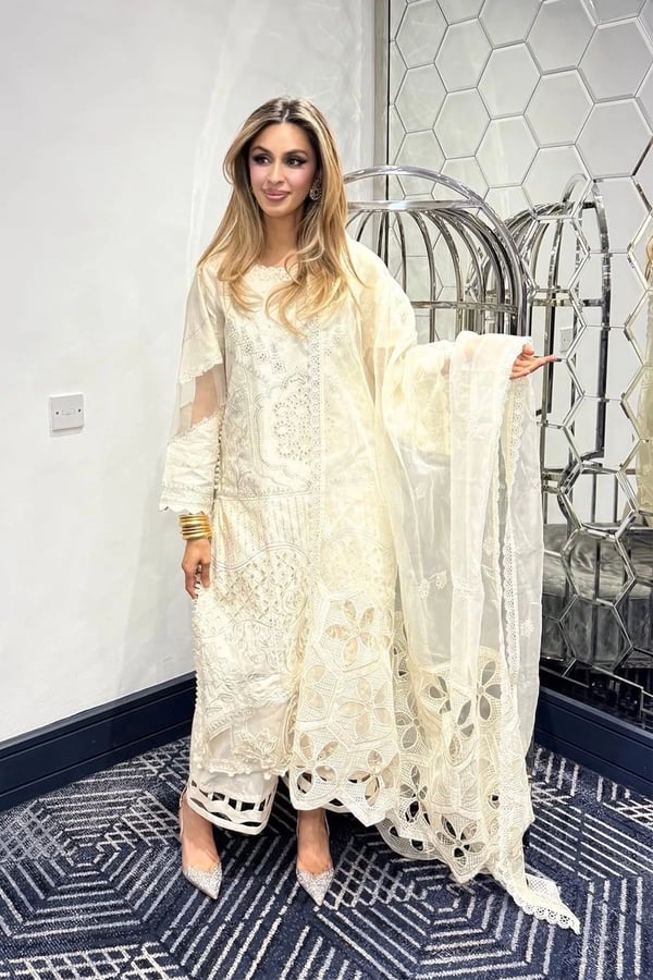 Ivana Eid edit 3 piece luxury embroidered collection - Cream, X - Large