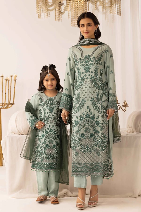 Lavish Eid edit kids mother and daughter collection - Green, 24