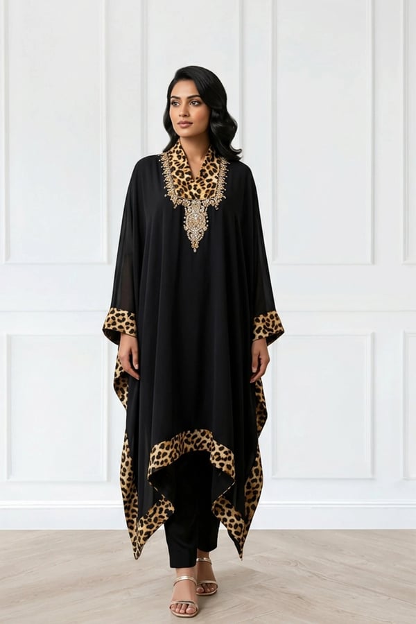 Kaftan chiffon premium collection - Brown, X - Large