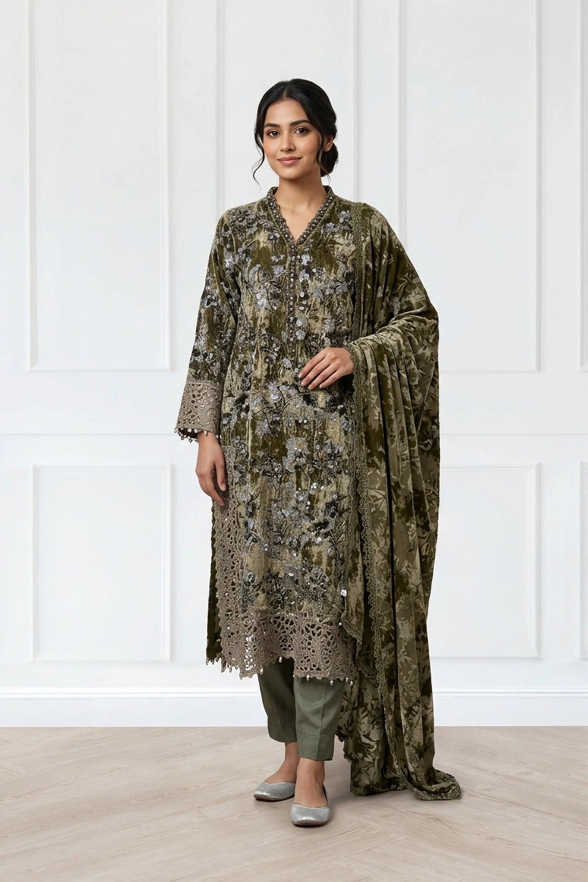 Siyara premium 3 piece velvet embroidered collection