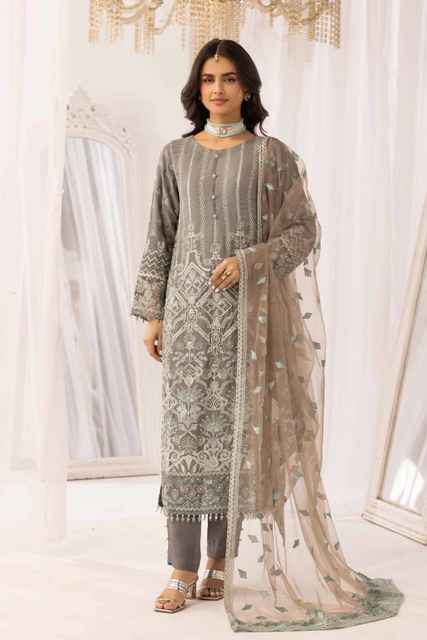 Lavish Eid edit mother and daughter suit - Grey, X - Large