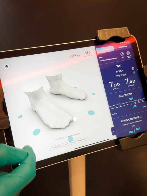 A 3D model of a women's foot.