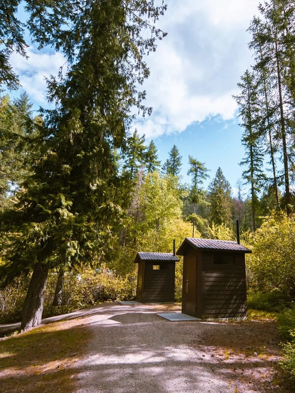 Outhouses at Texas Creek Campground near Christina Lake