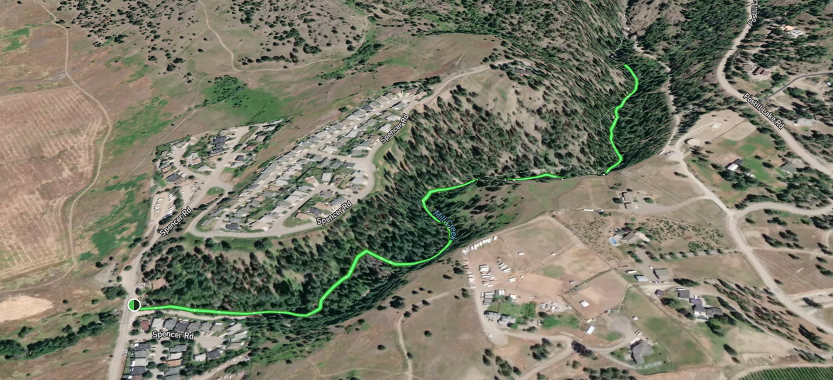 3D aerial map of the Mill Creek trail