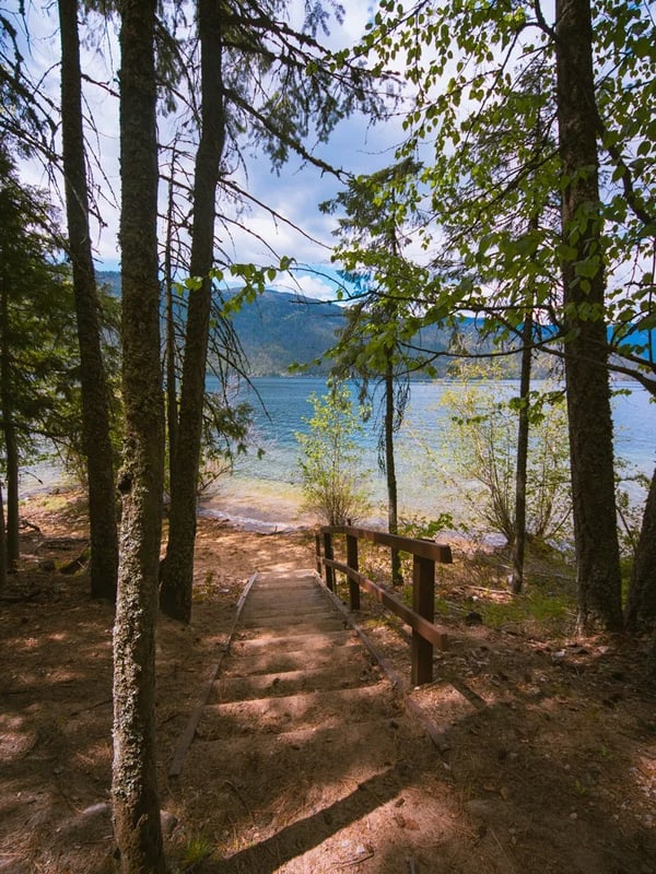 Staircase down to the small beaches at Texas Creek