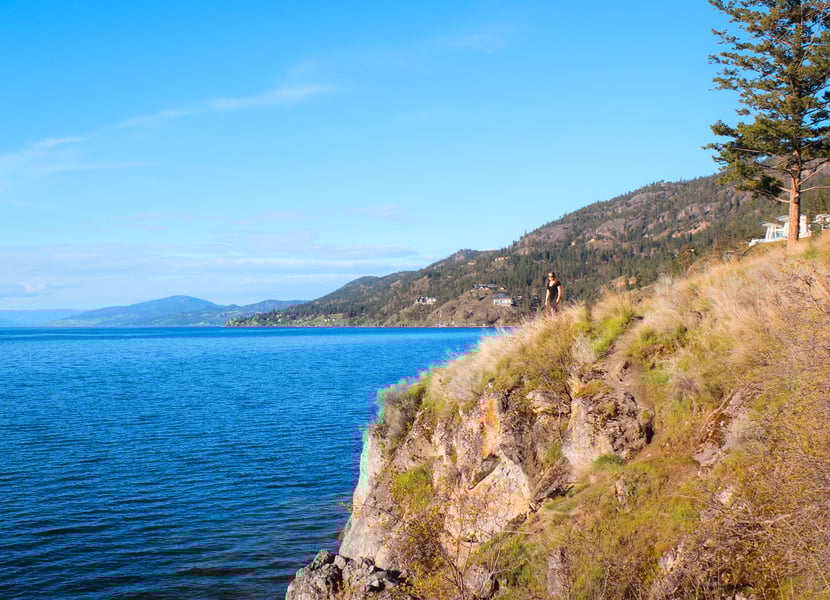 The path at the end of Paul's Tomb with views of Okanagan Lake.