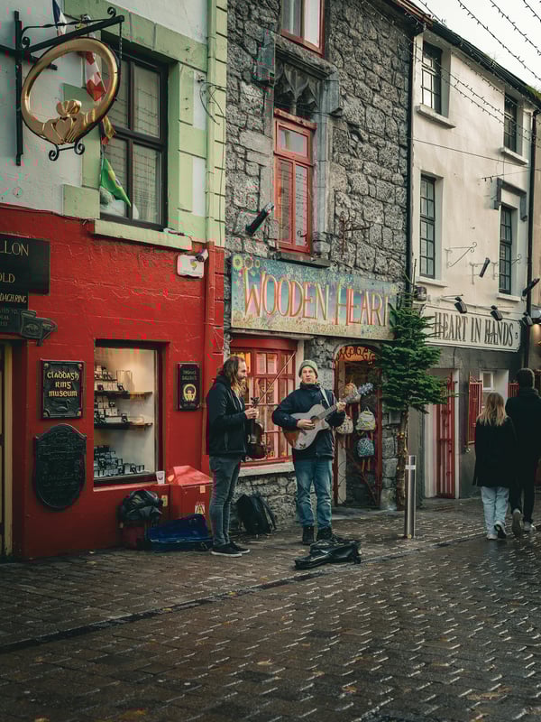 Musicians busking in Galway