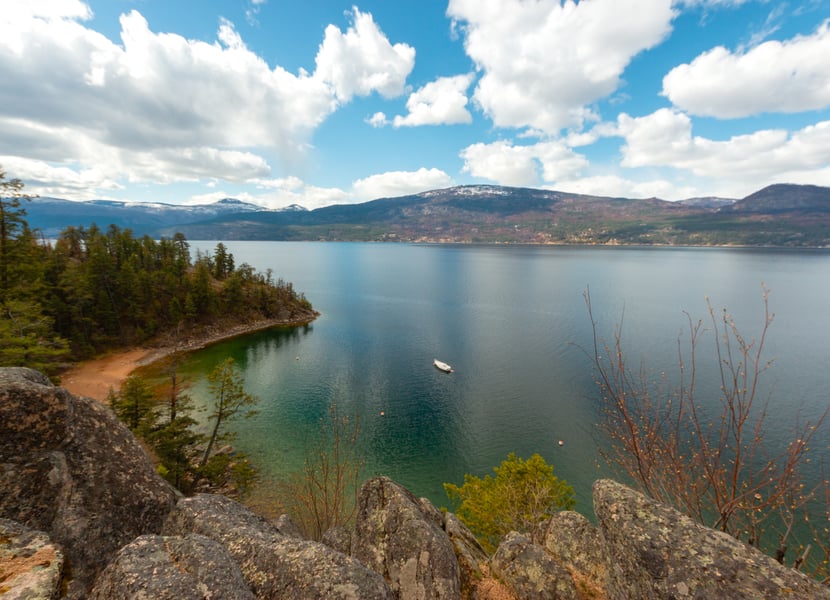 View from the headlands at Ellison Provincial Park, overlooking Okanagan Lake towards Fintry