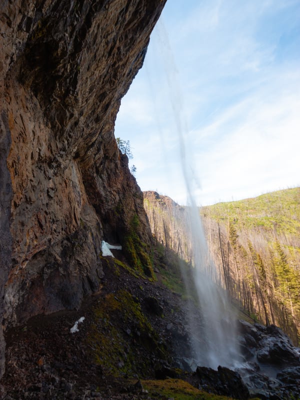 View of Christie Falls from the small cave behind the waterfall.