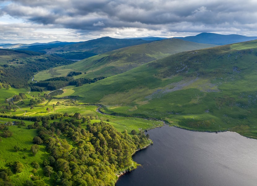Aerial photo of Lough Tay.