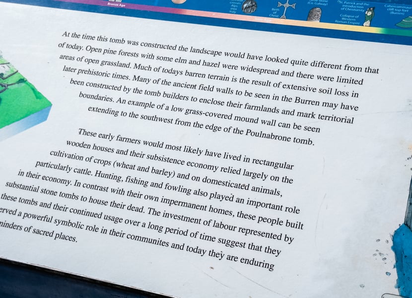 Close up of educational sign that explains how the Burren used to look.