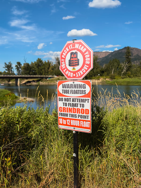 Warning sign at the main entrypoint for the Enderby Float.
