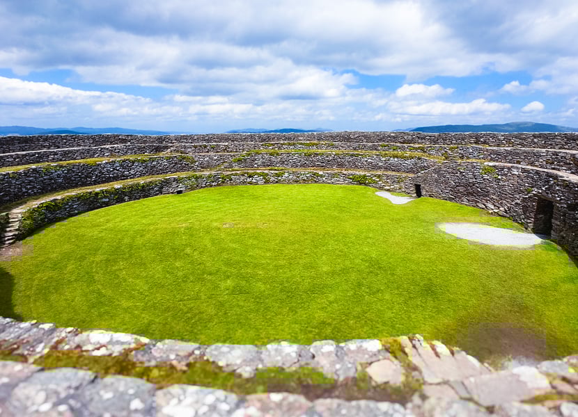 A large circular stone fort, Grianan of Aileach.