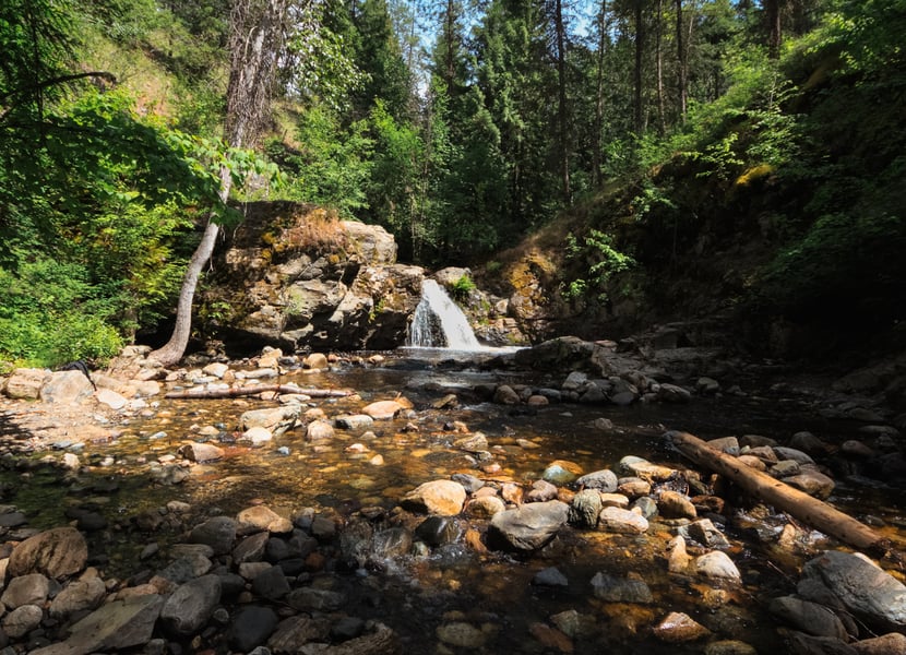 First waterfall at Mill Creek Regional Park in Kelowna, BC