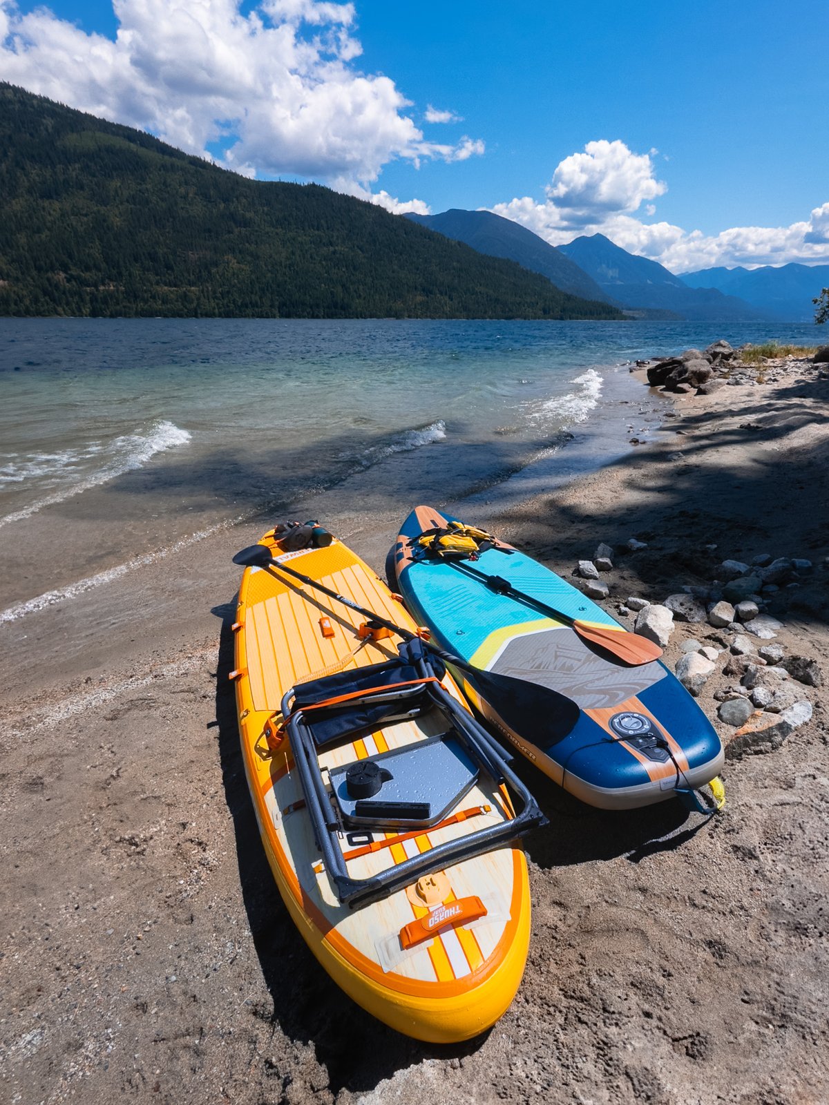 Thursosurf Waterwalker paddleboard and Body Board SUP on Slocan Lake in the Kootenays