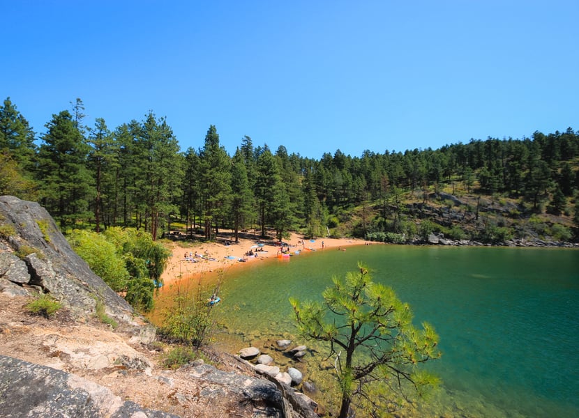 View of the sandy beach at South Bay in Ellison