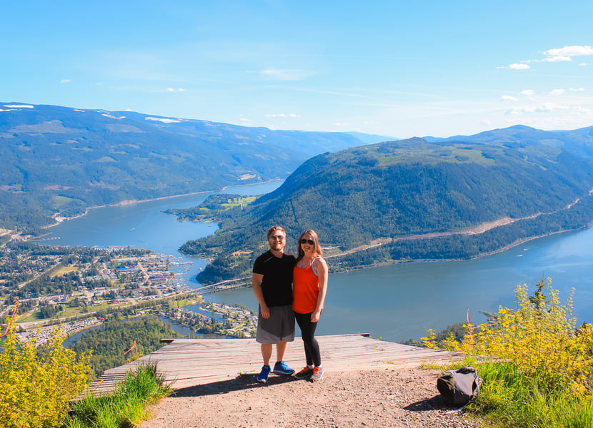 Layered mountain views and shimmering lakes from Sicamous Lookout in the North Okanagan region of British Columbia