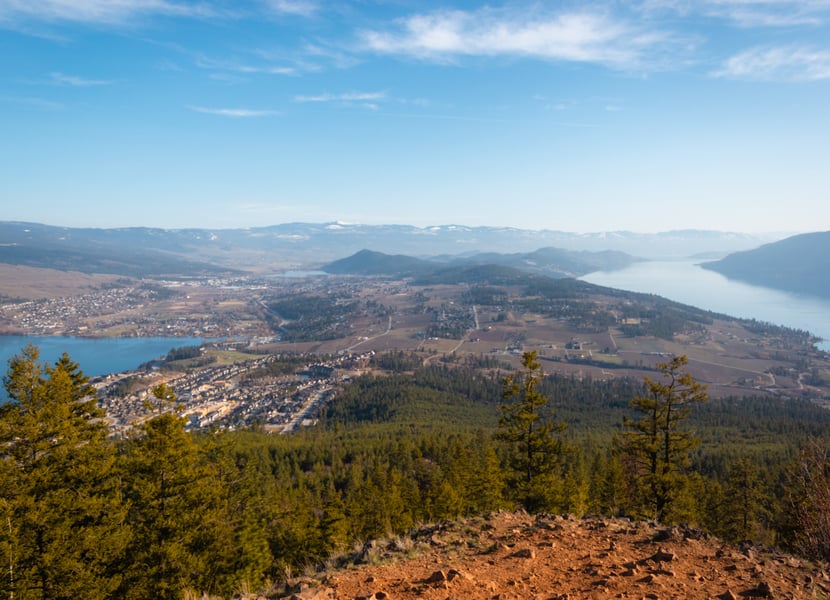View from the Summit of Spion Kop. Overlooking Lake Country towards Kelowna.