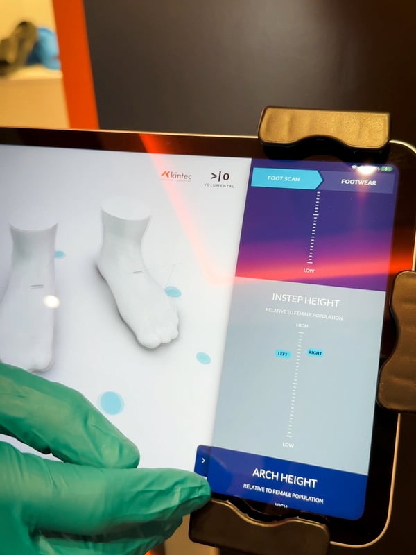 Closeup of a 3D foots scan at Kintec.